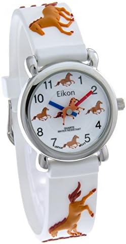 Eikon Horse Theme White Rubber Band Kids Watch #CH-99