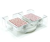 Brybelly 2 Deck Rotating-Revolving Playing Card Tray - Transparent Plastic Dual Deck Holder