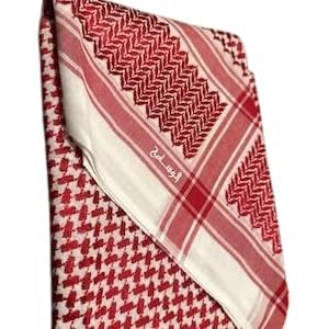 Very Rare Authentic Premium Dark Red and White Retro Style Saudi Shemagh Classic Scarf 100% Cotton Soft Keffiyeh Imamah Ghutr