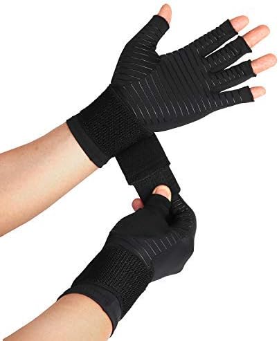 Thx4COPPER Compression Arthritis Gloves with Strap, Copper Infused