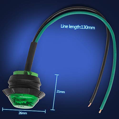 Green LED Marker Lights 10V30V, 3/4" HGV Trucks British Trucking