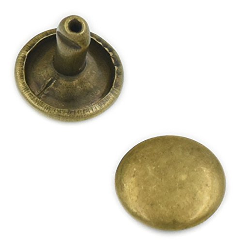 Fujiyuan 30 Sets 12mm 1/2" Double Round Cap Rivet Stud Rapid Leathercraft Crafts Bronze