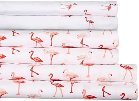 Coastal Embroidered 6-pc. Flamingo Sheet Set King White/pink
