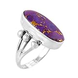 925 Sterling Silver Ring with Genuine Purple Turquoise Size 5 to 12