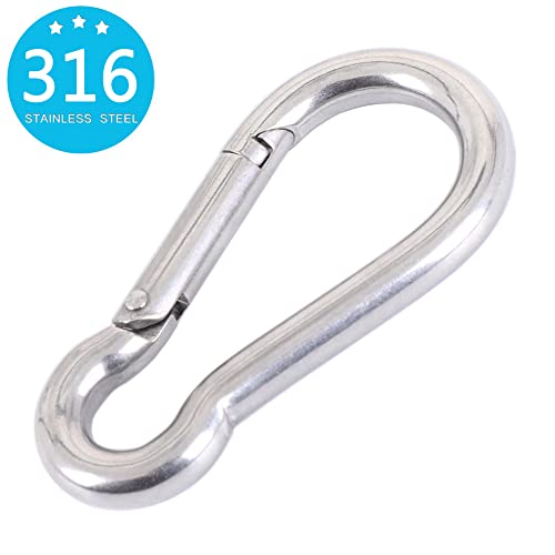 PROND Carabiner Clip, Heavy Duty Carabiner Clips, 316 Stainless Steel Carabiner Hooks, Multi-Purpose Spring Snap Hook, 2.7inch