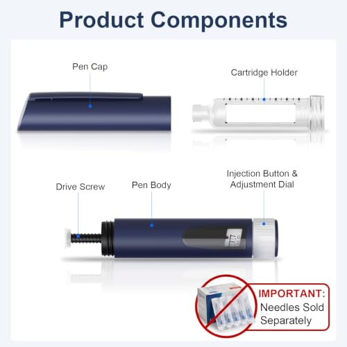 Aisisree Reusable Insulin Pen 1-80 pcs with 5 Cartridges 2ml | Adjustable dose | Compatible with 2ml cartridges | Storage box included | Quality materials | Lightweight and portable