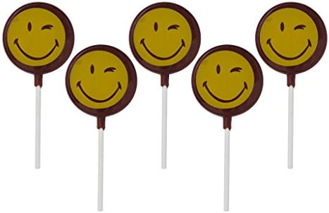 Smiley World Emoji Face Expressions Dark Chocolate Lollipops Sucker "Thank You" Gourmet Holiday Mothers Day Gift Pack (5 Pk)