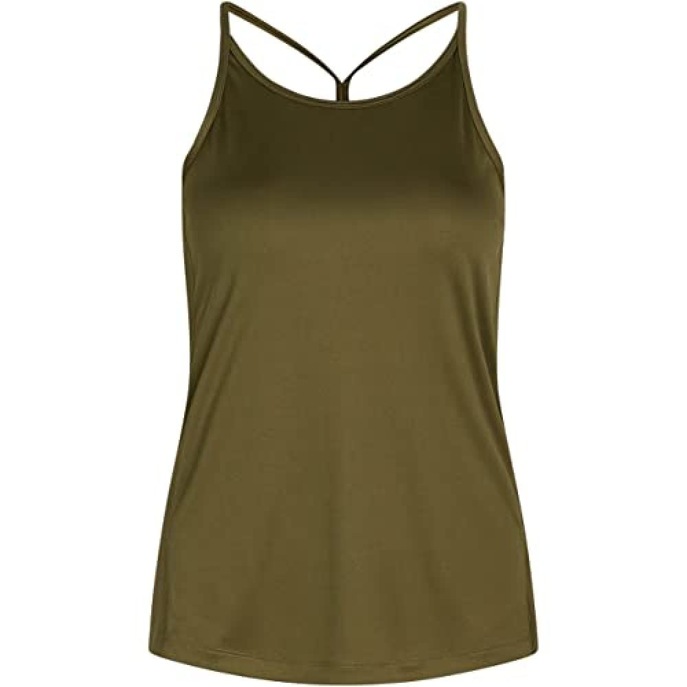ZEBDIA Women's Sports Strap Top Army T-Shirt, S