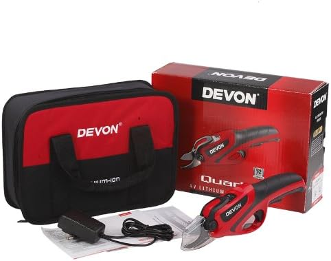 Electric branch shears Rechargeable Battery Wireless Professional Tree Trimmers Secateurs Cutting Scissors Strong Blade for Garden, Rose Apple Fruit Tree Branches (red)