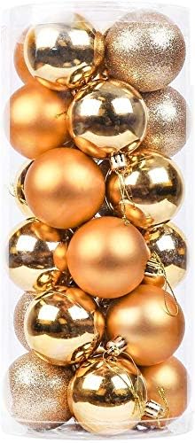 Tenrany Home Set De 24 Boules De Noël Décorations Plastique 6cm Incassables Pendentif Christmas Tree Balls Pour La Décoration Du Festival Boules