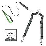 Mighty Paw Double Dog Leash, Two Dog Adjustable Length Dog Lead, Premium Quality No-Tangle Leash for 2 dogs (With Handle, Grey)