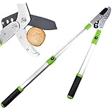 28 ~ 40 inch Extendable Anvil Bypass Razor-Edge Pruning Lopper - Up to 2 Inch Cutting Capacity - Telescoping Aluminium Light-weight Handle Garden Hedge &amp; Tree Lopper With Lever Drive System