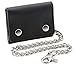 Mens Cowhide Leather Trucker Biker Trifold Steel Chain Wallet with Gift Box