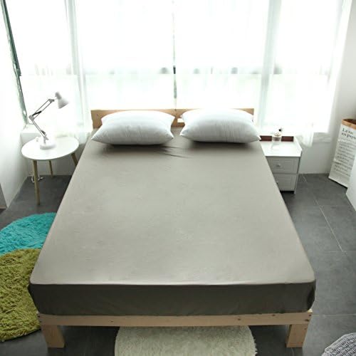 Vougemarket 100% Cotton Single King Fitted Sheet with 15" Deep Pocket (without Pillowcases),Breathable, Durable and Comfortable-King,Dark grey