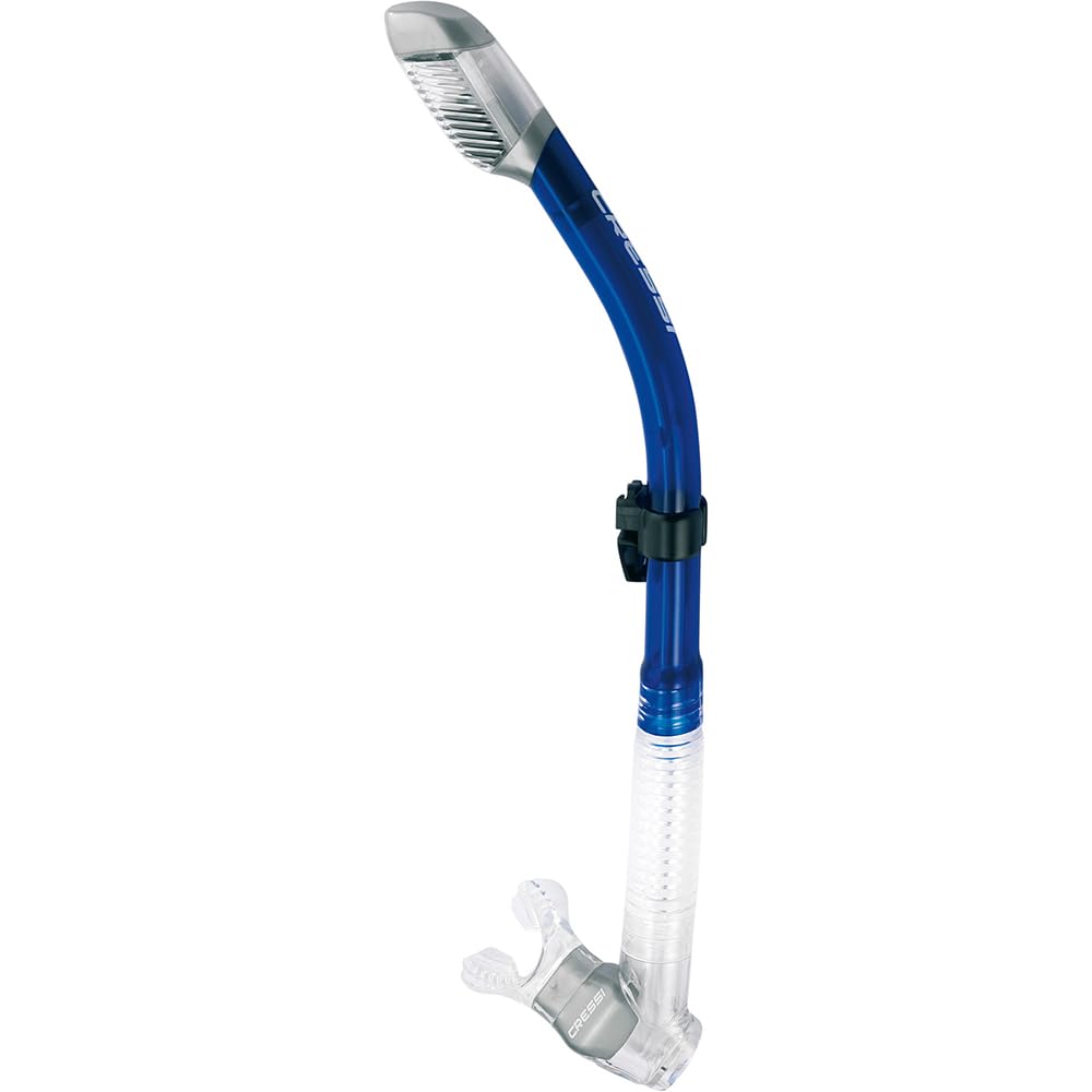 CRESSI Dry Snorkel - Unisex Premium Dry Snorkel for Diving/Apnea/Snorkeling, Clear/Cobalt, One Size