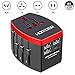 Homder Travel Adapter, International Power Adapter, All in One Worldwide AC Outlet Plug Adapter for US UK Europe AUS More Than 150 Countries, 1 AC Outlet + 1 Type C Port + 3 USB Ports