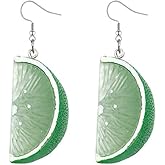 coadipress 3D Lemon Earrings for Women Fruit Earrings Lime Green Slice Realistic Citrus Lightweight Fruit Earrings Cute Tangerine Lemon Pendant Earrings Jewelry Gifts