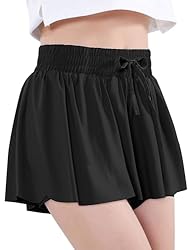 EXARUS Girls Flowy Butterfly Shorts Athletic 2 in 1