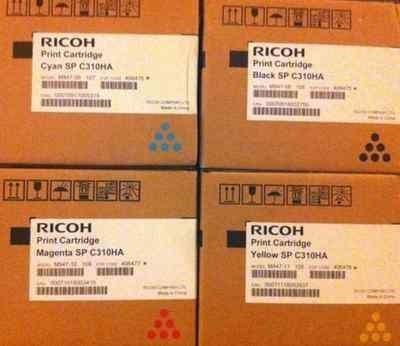 Genuine Ricoh SP C310HA 406475, 406476, 406477, 406478, High Yield Toner Bundle Set SP C311N C312DN SPC312DN BCYM Sealed In Retail Packaging