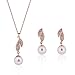 JUST N1 Rose Gold Pearl Jewelry Sets Fashion Pearl Necklace Earrings Wedding Party Accessories For Women Pearl White