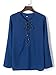 Persun Women Navy Lace Up Front Split Side Plain Blouse ,Blue ,X-Large
