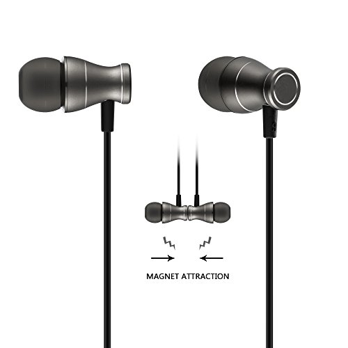 in-Ear Earbuds Headphones, Bambud Magnetic Wired Earphones Stereo Bass Noise Cancelling Ear Buds Headsets with Microphone and Volume Control (Black)