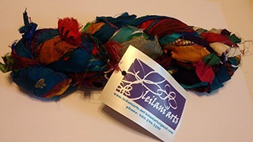 100 grams RECYCLED SARI Pure Silk Art Yarn Strips for US 15 to 17 guage needles