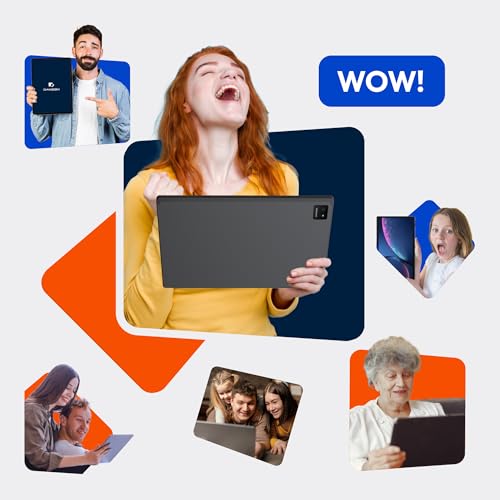 14.1 Inch Android Tablet, 2025 Large Screen Tablet with 1080P IPS FHD Big Display, 10000mAh Long-Lasting Battery, 8-Core Processor, 6GB RAM 128GB ROM (1TB Expand), WiFi, Durable Metal Frame, Gold