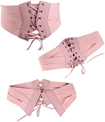 YOLI Women's Stretch Elastic Wide Band Lace-up Waspie Corset Waist Belt Cinch
