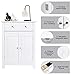 Tangkula White Bathroom Cabinet, Freestanding Wooden Storage Cabinet w/Large Drawer & Cabinet, 2 Doors, 3 Heights Adjustable Shelf, Bathroom Storage for Living Room Kitchen (White)