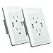Greencycle USB Outlet,15 Amp 4 in 1 Electrical Receptacles Outlets 2Pack, USB Charger 2A 5V,Duplex Receptacle 125V AC,Srewless Wall Outlets with Plates,ETL Certified,Compatible with Most USB Devices