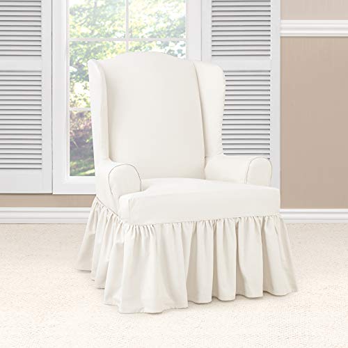 SureFit Essential Twill TCushion Wingback Chair Slipcover Relaxed