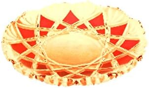Red and Frosted Cut Glass Flat Fruit and Salad Tray JH Glassware