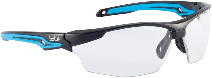 Bolle Safety 40301, Tryon Safety Glasses Platinum, Black/Blue Frame, Clear Lenses: Sports & Outdoors