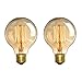Vintage Light Bulb, Elfeland Antique Retro Edison Bulb 60w E26 E27 Medium Base Globe Incandescent Light Bulbs G80 Dimmable for Pendant Lighting Wall Sconces Ceiling Fan (2 Pack)