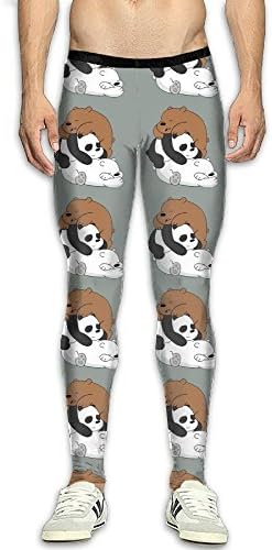 EWUYBZ Men's Compression Pants Baselayer Running Tights Sleeping Bare Bears 3D Print Fitness Sports Leggings