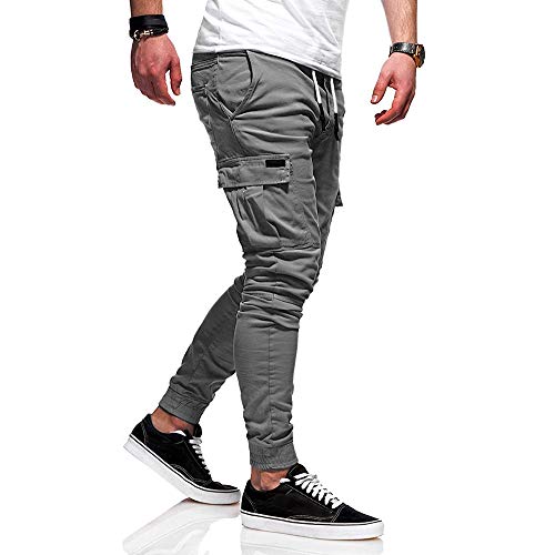 iYBUIA Men's Jogger Pants in Basic Solid Colors and Stretch Twill Fabric - Thumbnail 4