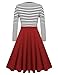 ACEVOG Women's Vintage Stripes Patchwok A-line Long Sleeve Cocktail Dress