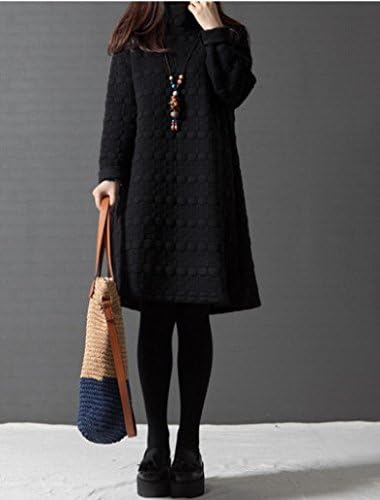 Amazon Comunited ハイネック ワンピース ひざ 丈 大きい サイズ Aライン 体型 カバー 長袖 膝 丈 チュニック ゆったり ワンピ 春 秋 冬 レディース Xl ブラック ワンピース チュニック 通販