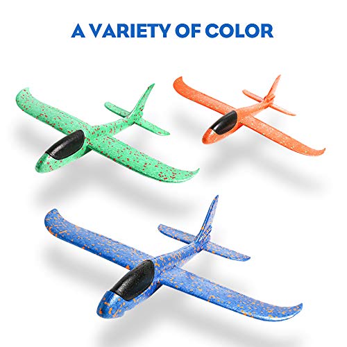 JCREN 4PCS 14.9inch Airplane Toy,Manual Throwing Model Foam Airplane Outdoor Sport Toys for Challenging Circling Functions Flying Aircraft Fun Best Outdoor Fun Gift for Kids Children(14.9inch)