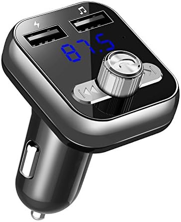 HuanLang Bluetooth FM Transmitter For Car, Wireless in-car Receiver MP3 Player Radio Adapter Car Kit, Hands Free Calling Supports TF/SD Card and Dual USB Car Charger for iPhone, iPad,Smartphones