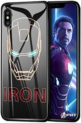 dgpower Marvel Authentic Tempered Glass Case Cover Iron Man Captain America Spiderman Black Panther for iPhone 11 Pro Max XR XS MAX 8 7 Plus (Iron Man, iPhone 8/7)