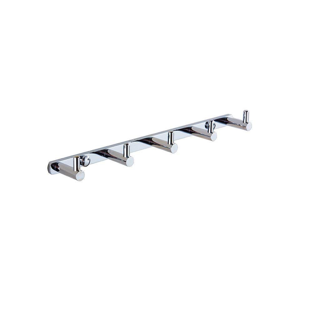 Aothpher Wall Mounted Brass Made Towel Hook in Bathroom Cloth and Robe Hook with 5 Hooks,Chrome Finished.