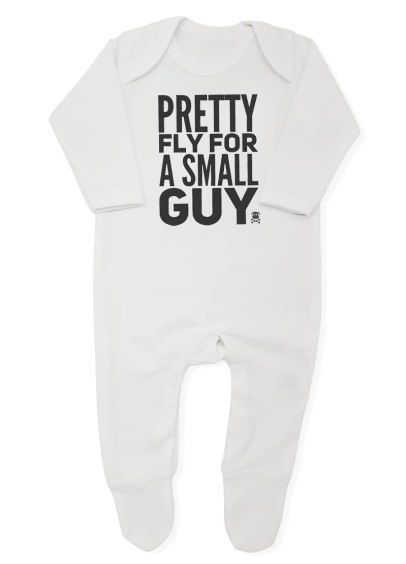 Baby Moo's OFFSPRING Inspired Funny Boys Baby Sleepsuit | New PRETTY FLY FOR A SMALL GUY Punk Rock Baby Romper Outfit - Baby Shower, Newborn Clothes or 1st Birthday Gift UK (0-3 months)