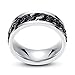 Topick Men's Fashion Black Stainless Steel Wide 8mm Spinner Chain Shaped Ring