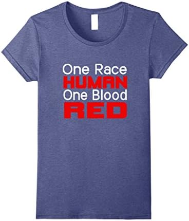 Womens One Race Human One Blood Red T-Shirt Stand Strong for Love Small Heather Blue