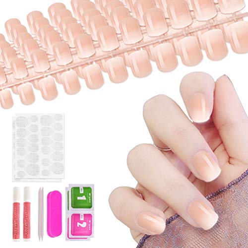 Allstarry 1pcs Ombre French Fake Nail Gradient Nude Short Press On Nails Full Cover Acrylic Nail Tips For Nail Art Diy Decoration Pricepulse