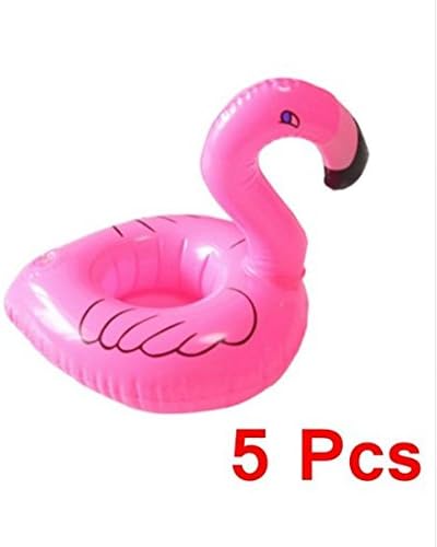 UChic 5Pcs/Lot Air Mattresses for Cup Inflatable Flamingo Drinks Cup Holder Pool Floats Bar Coasters Floatation Devices Pink