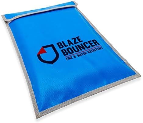 Fireproof and Waterproof Document Bag for Money and Valuables. 15" by 11" Large 1200°F Silicone Coated Safe Filing Document Folder Organizer by Blaze Bouncer