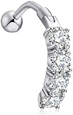 YiYi Operation Fashion Vertical 5 CZ Drop Reverse Belly Button Down Navel Ring Surgical Steel